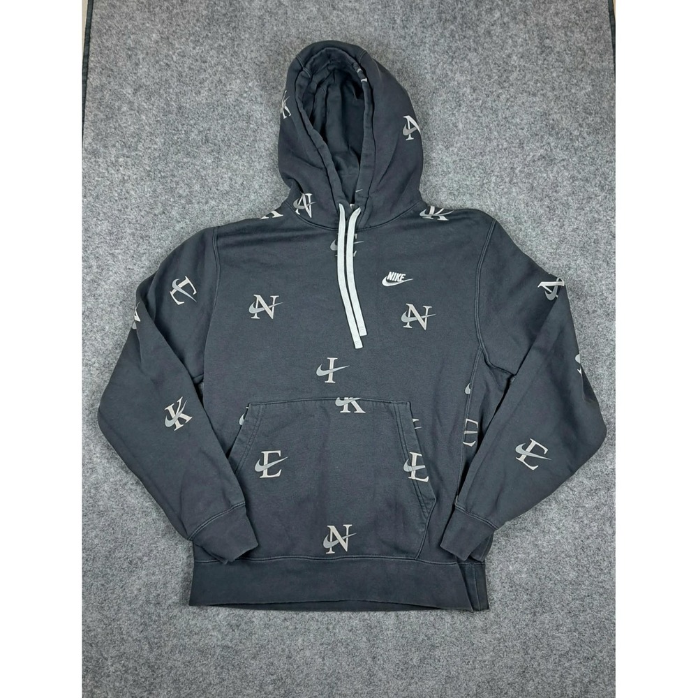 Nike Sportswear Club Fleece‎ Pullover Hoodie Mens Small Grey AOP DV9601-070